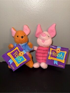 Gund Pooh 100 Acre Collection Roo & Piglet Plush Set - Orange, Pink, Blue